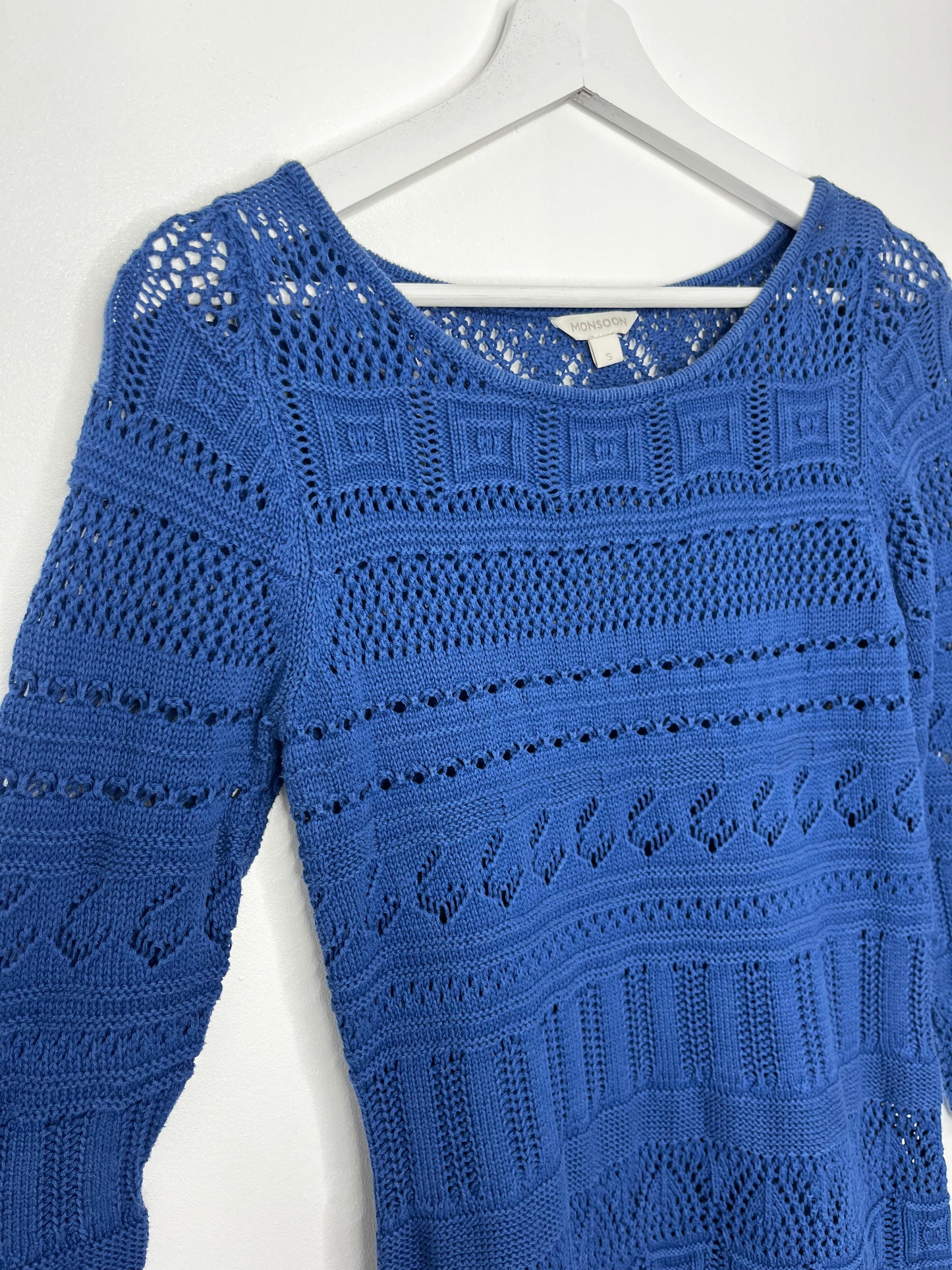 Blue Vintage 90s Festival Monsoon Crochet Dress