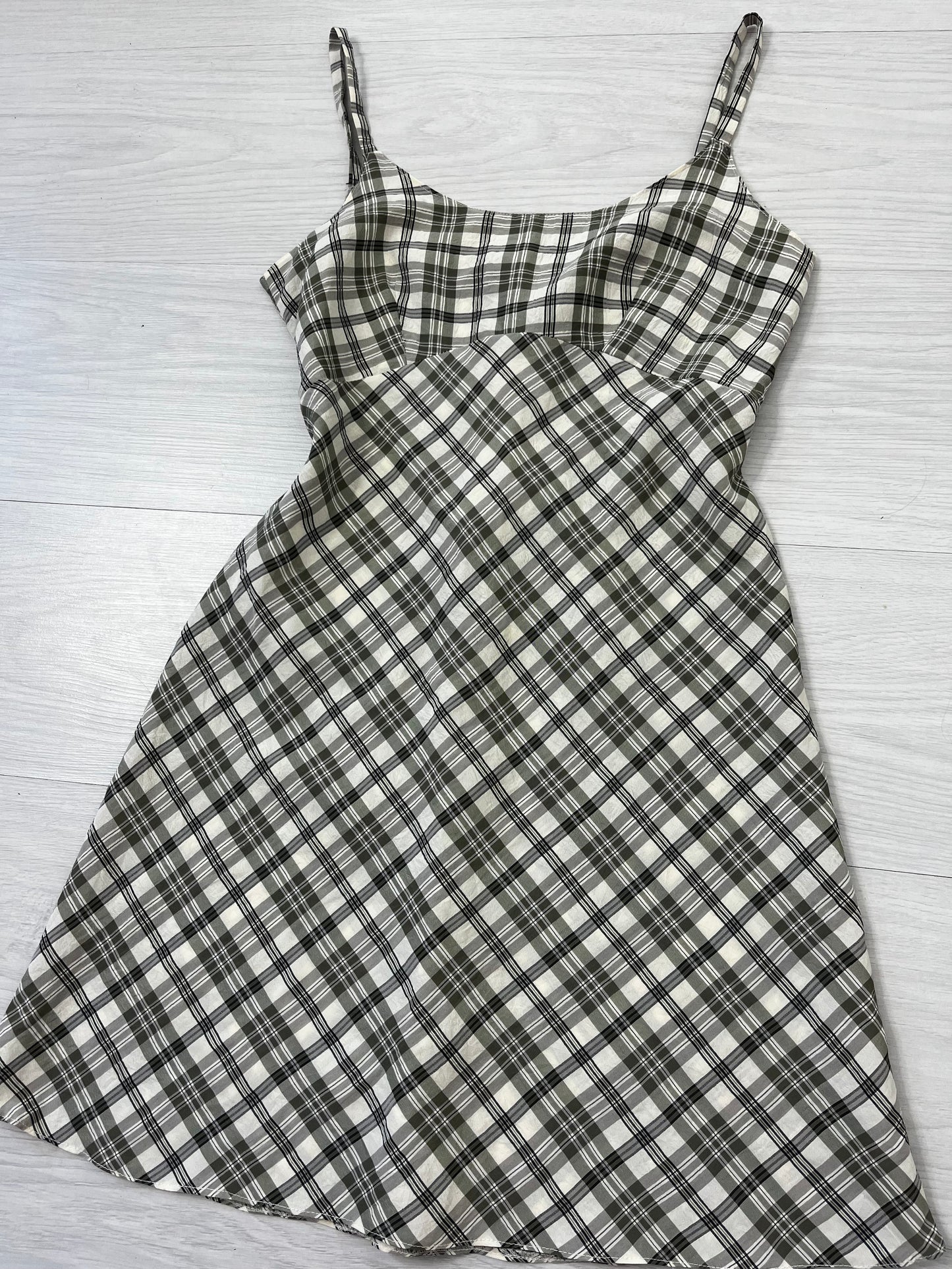 Green Checked Strappy Y2k Dress
