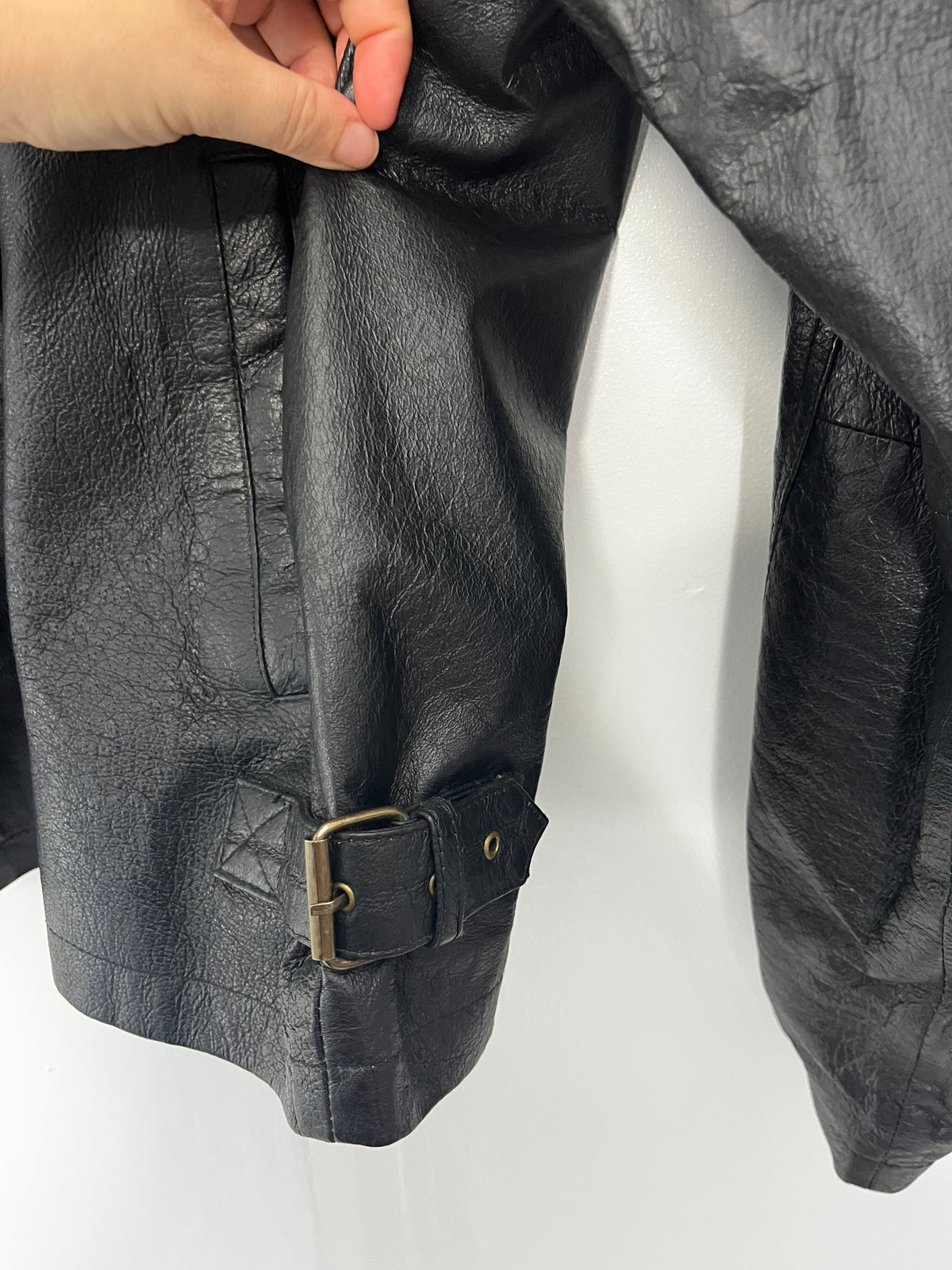Black Vintage Leather Zip Up Jacket