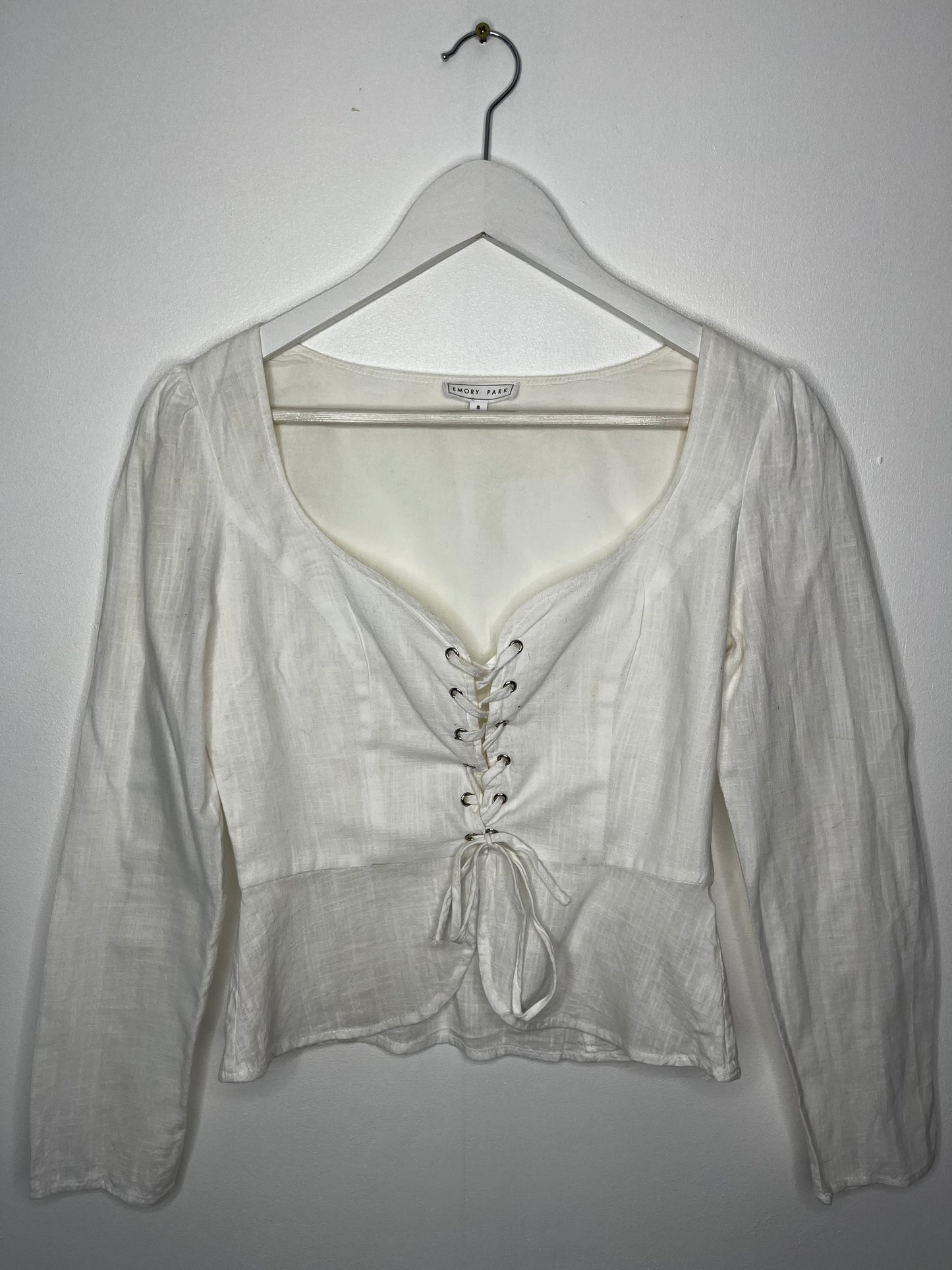 Pure Cotton White Tie Short Blouse