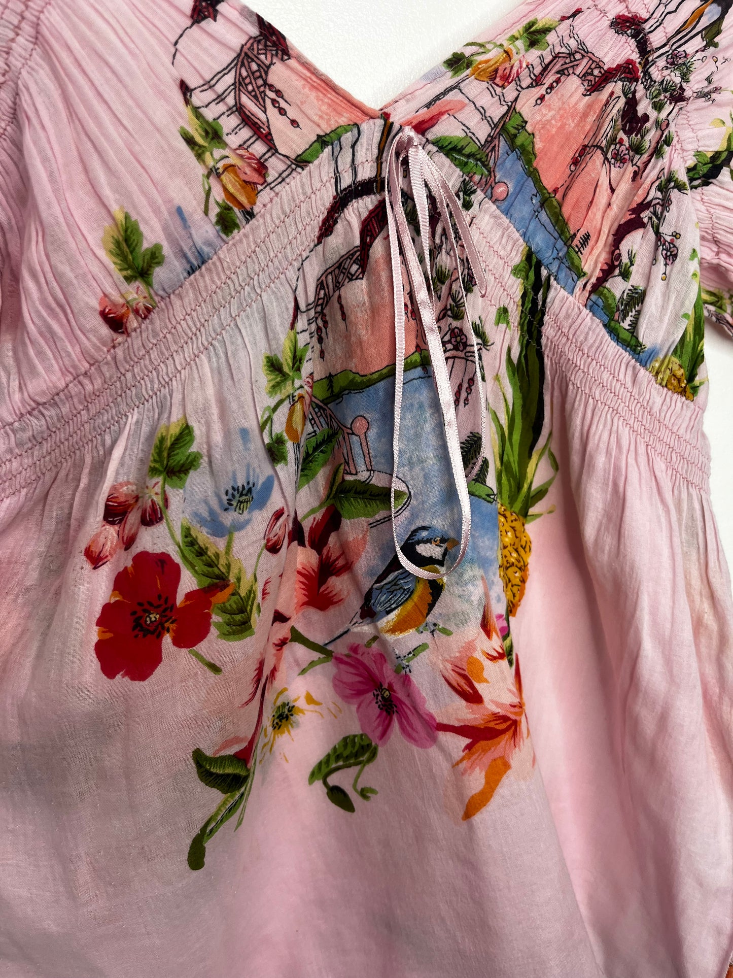 Pink Floaty Off Shoulder Vintage Top