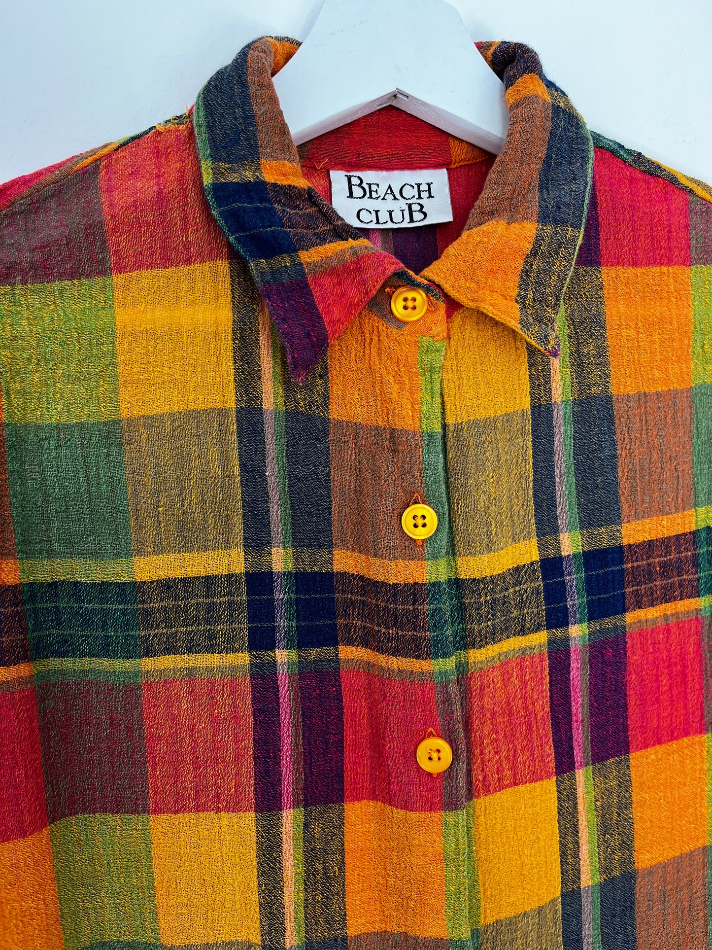 1990s Pure Cotton Colourful Checked Sleeveless Vintage Shirt