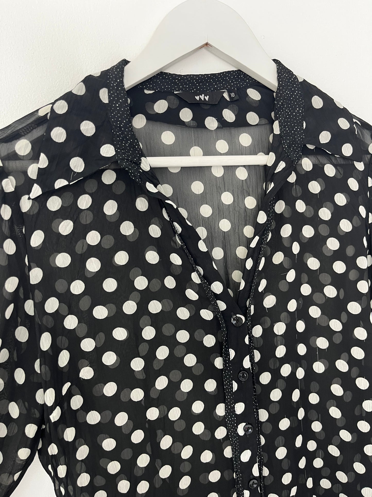 Semi Sheer Polka Dot Blouse