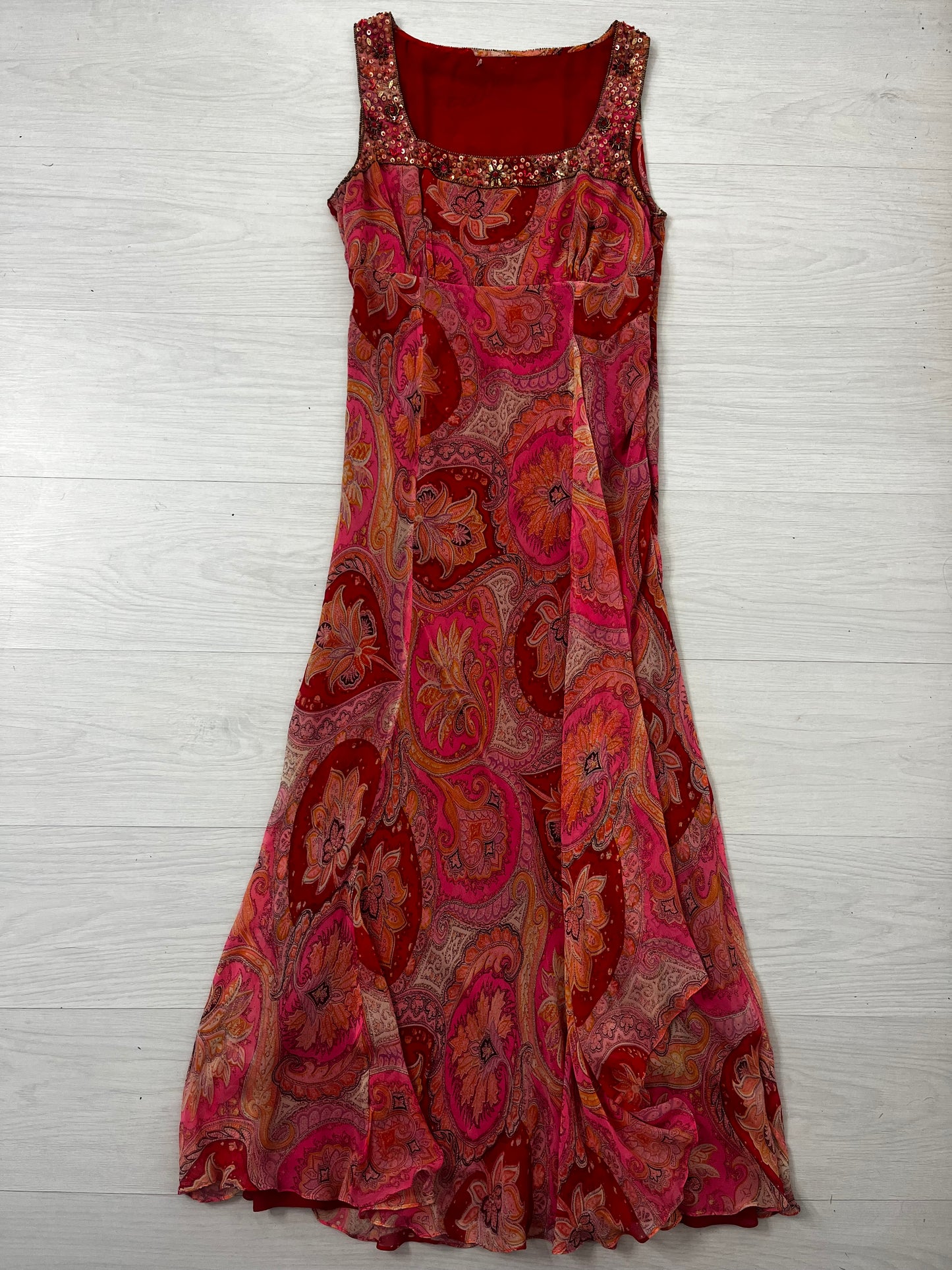 Long Vintage Paisley Silk Y2k Dress