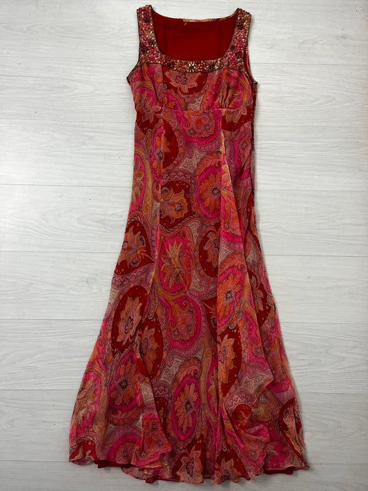 Long Vintage Paisley Silk Y2k Dress