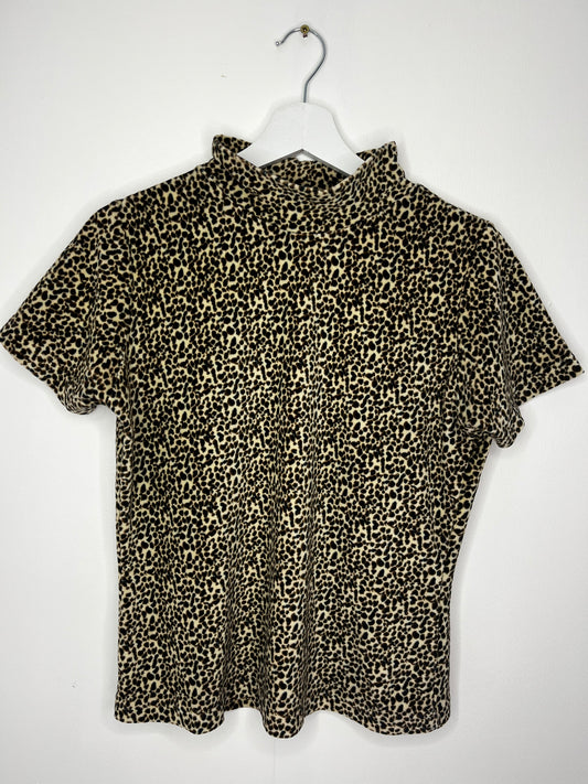 Animal Print Velour Highneck