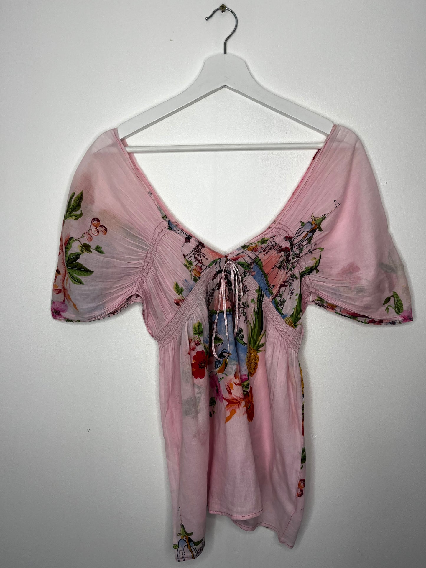 Pink Floaty Off Shoulder Vintage Top