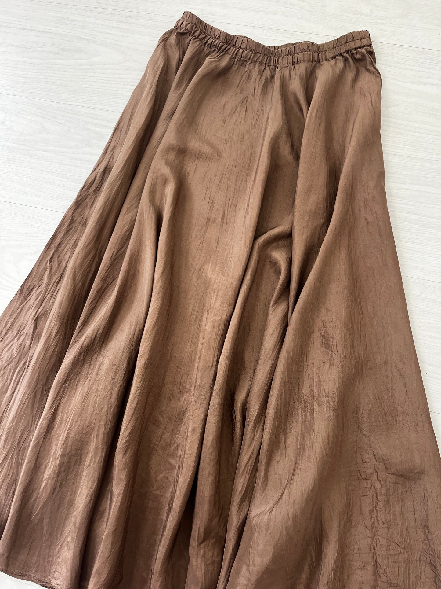 Brown Vintage Silk Maxi Skirt