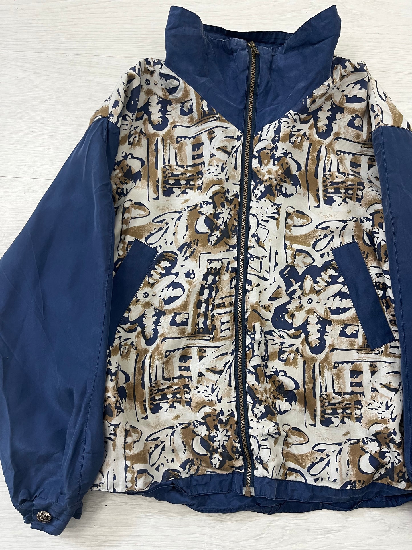 True Vintage Pure Silk Patterned Shell Jacket