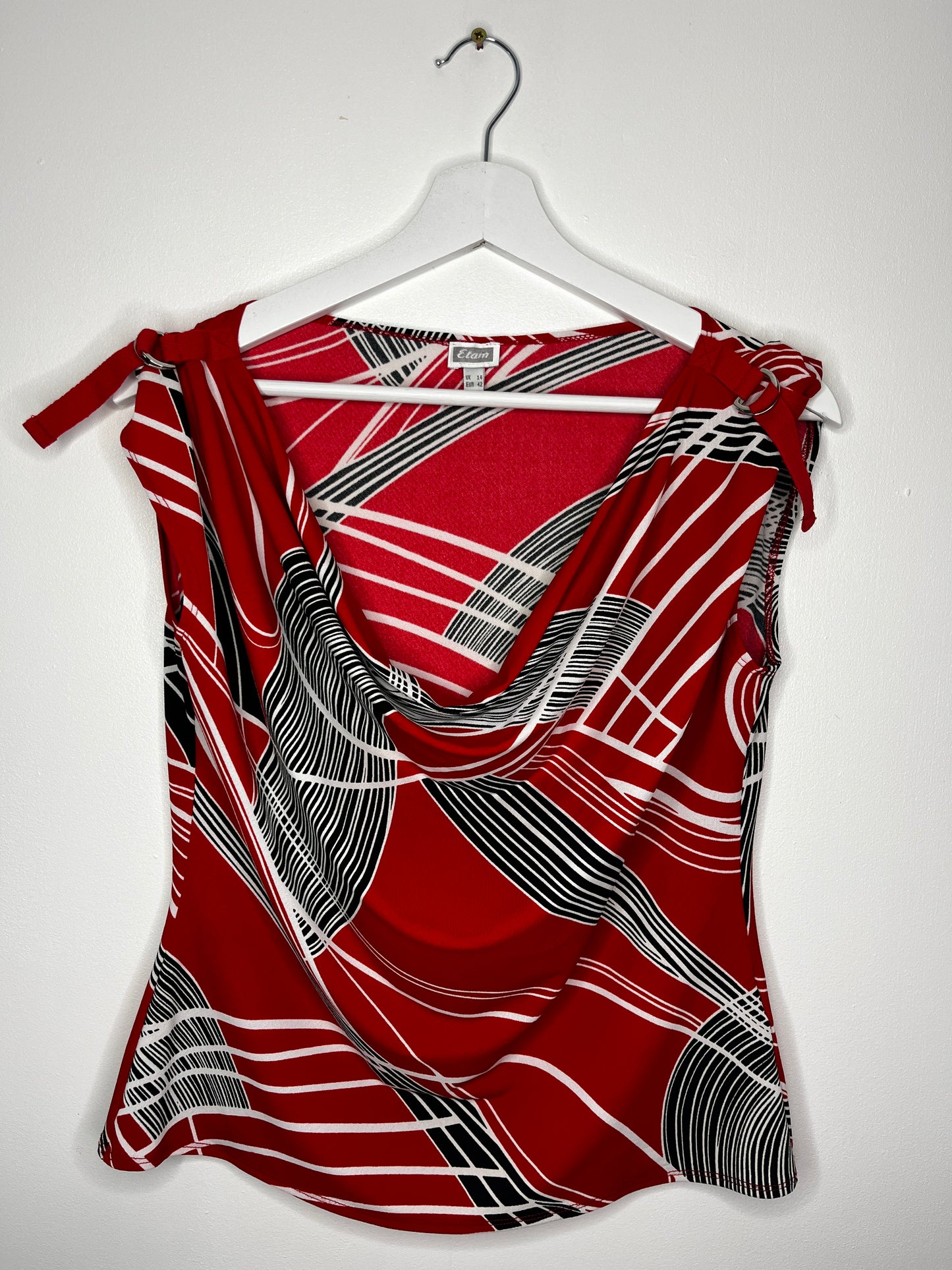 Y2k Etam Red Cowl Neck Top