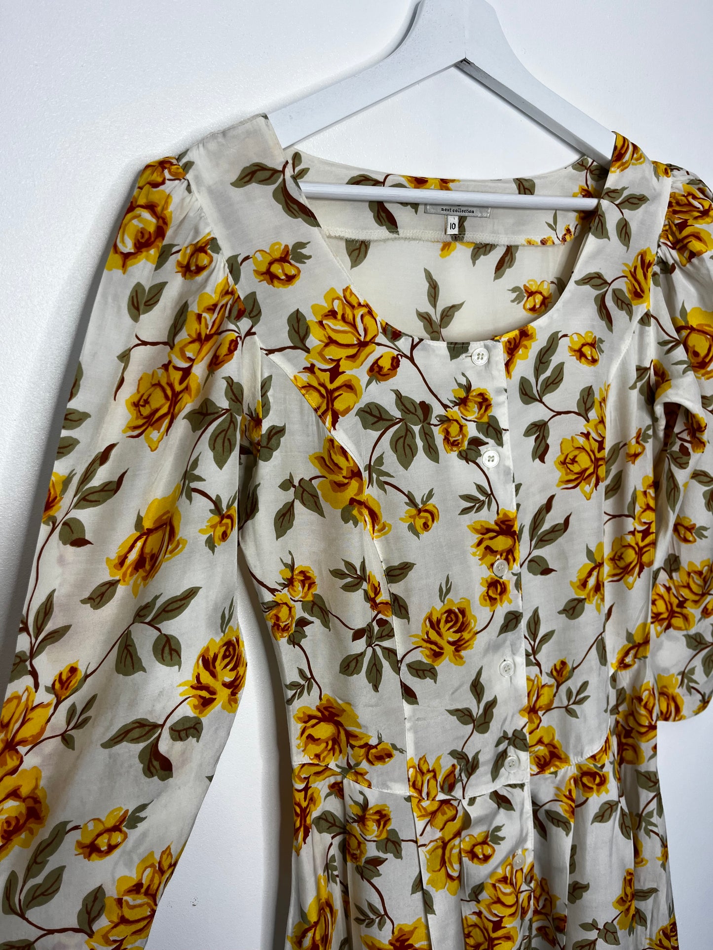 Yellow Floral Button Down 1990s Dress
