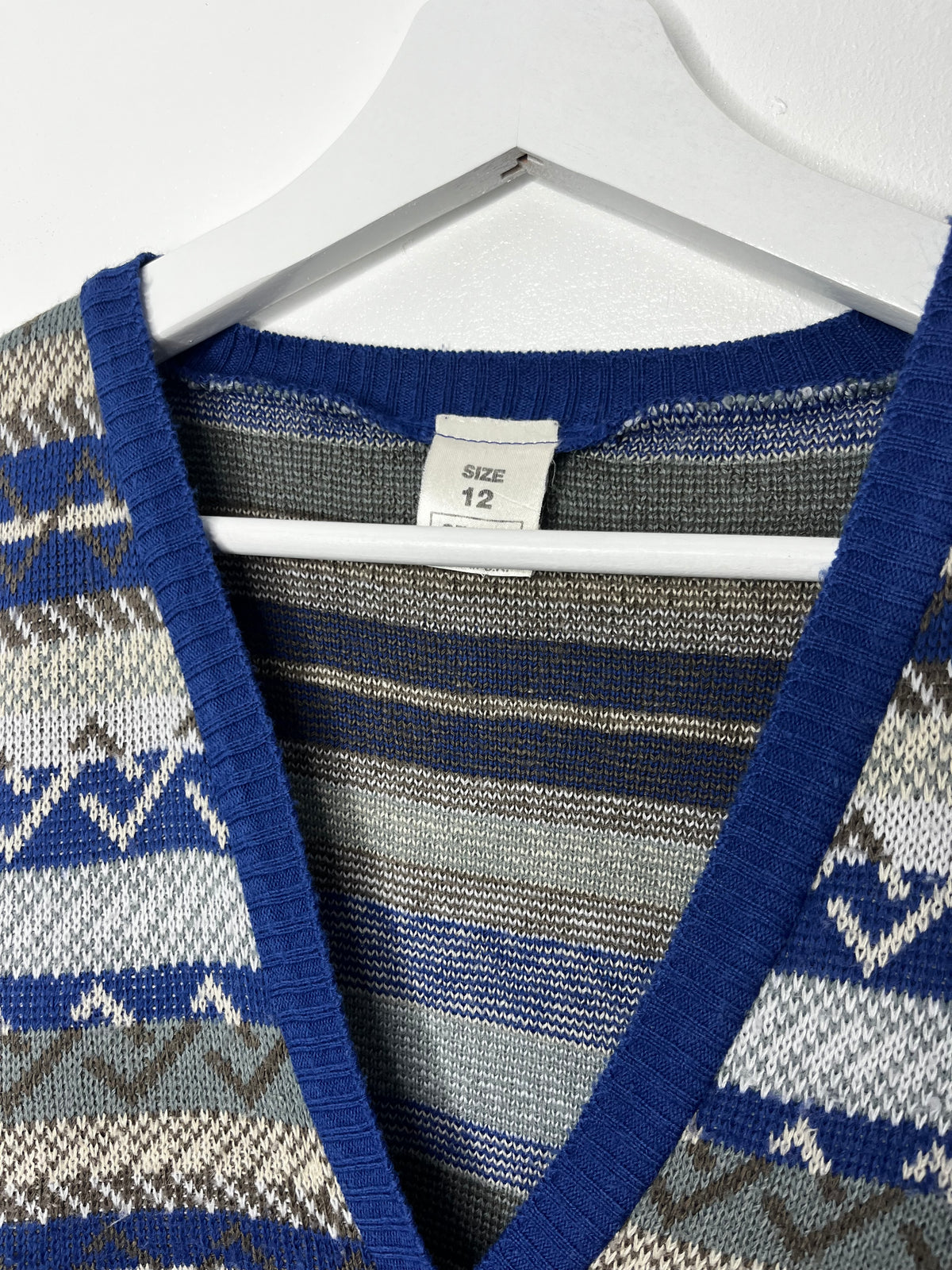 Blue Patterned Vintage Sweater Vest