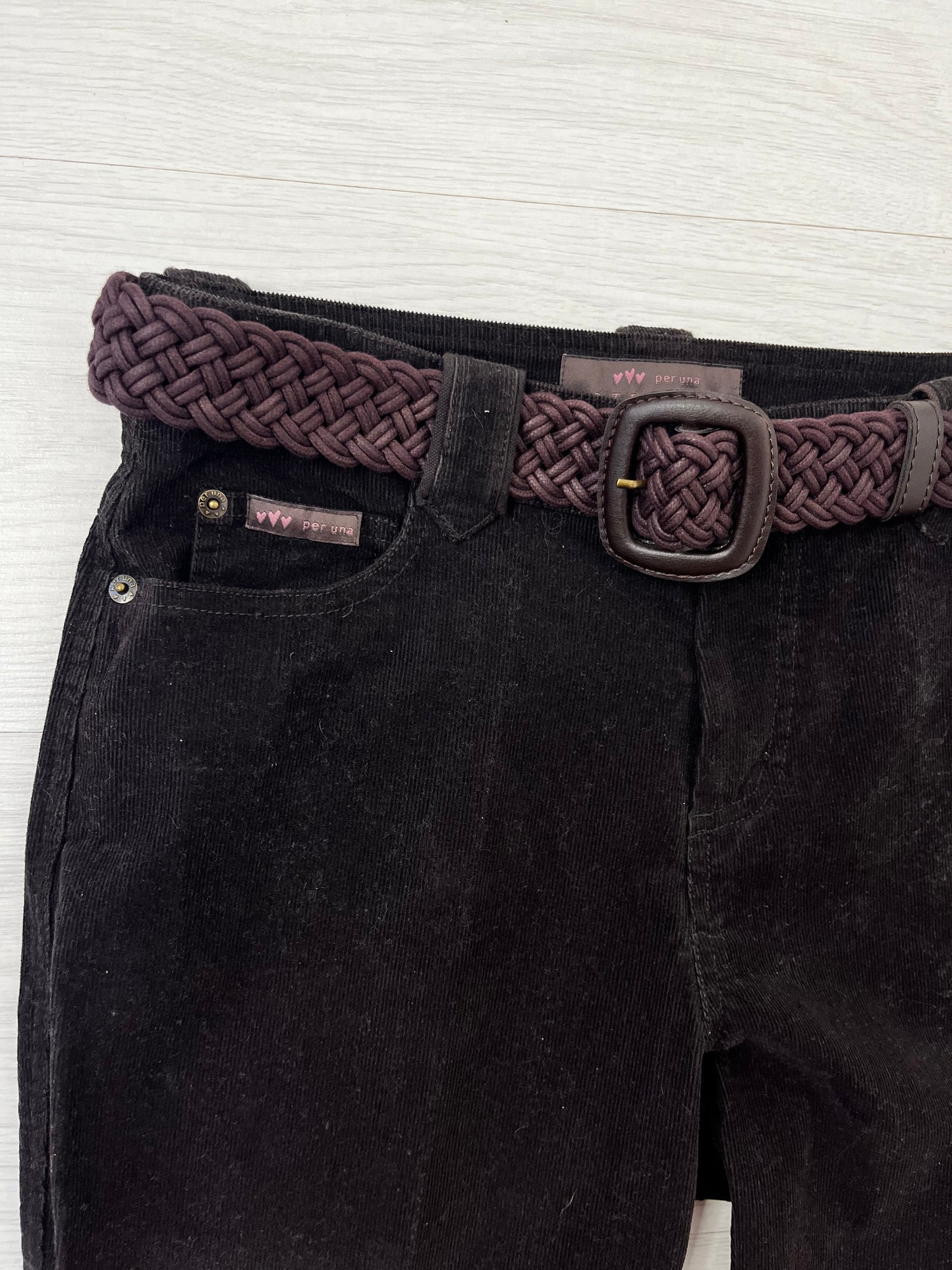 Y2k Per una Brown Cord Belted Trousers