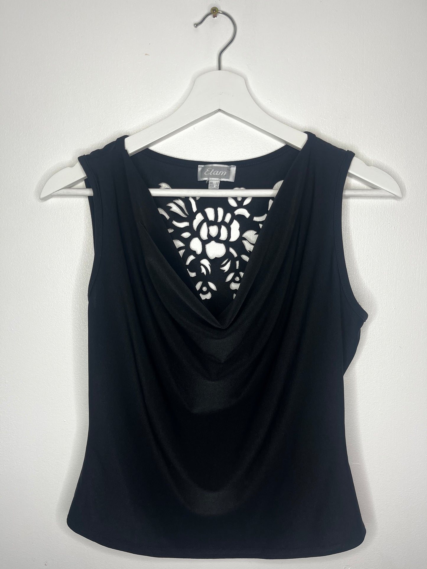 Black Vintage Etam Gothic Cowl Neck