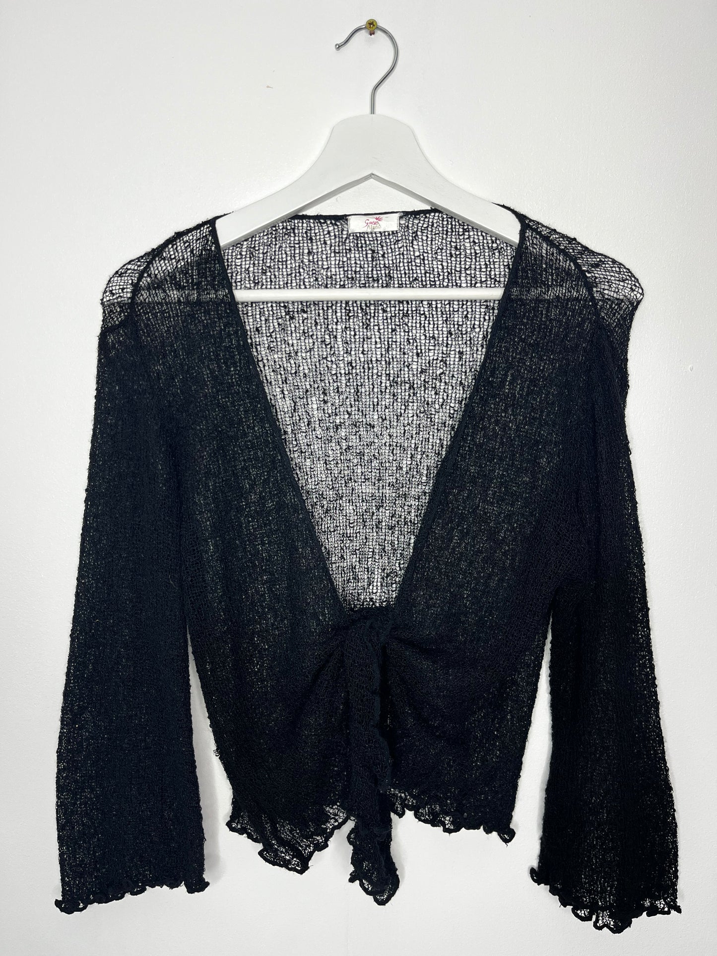 Black Crochet Tie Vintage Cardigan