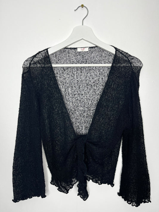Black Crochet Tie Vintage Cardigan