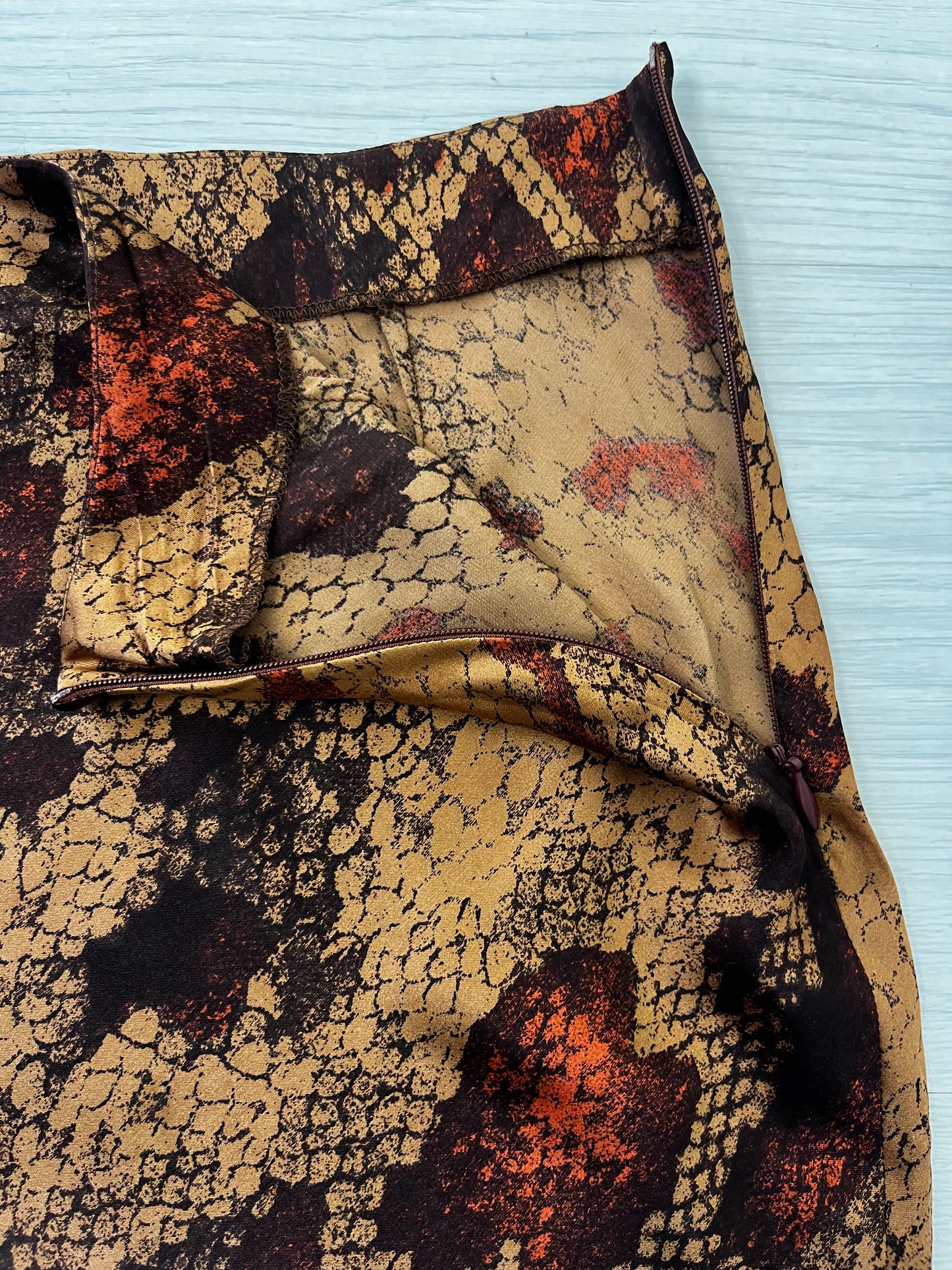 True Vintage Pure Silk Italian Animal Print Midi Skirt