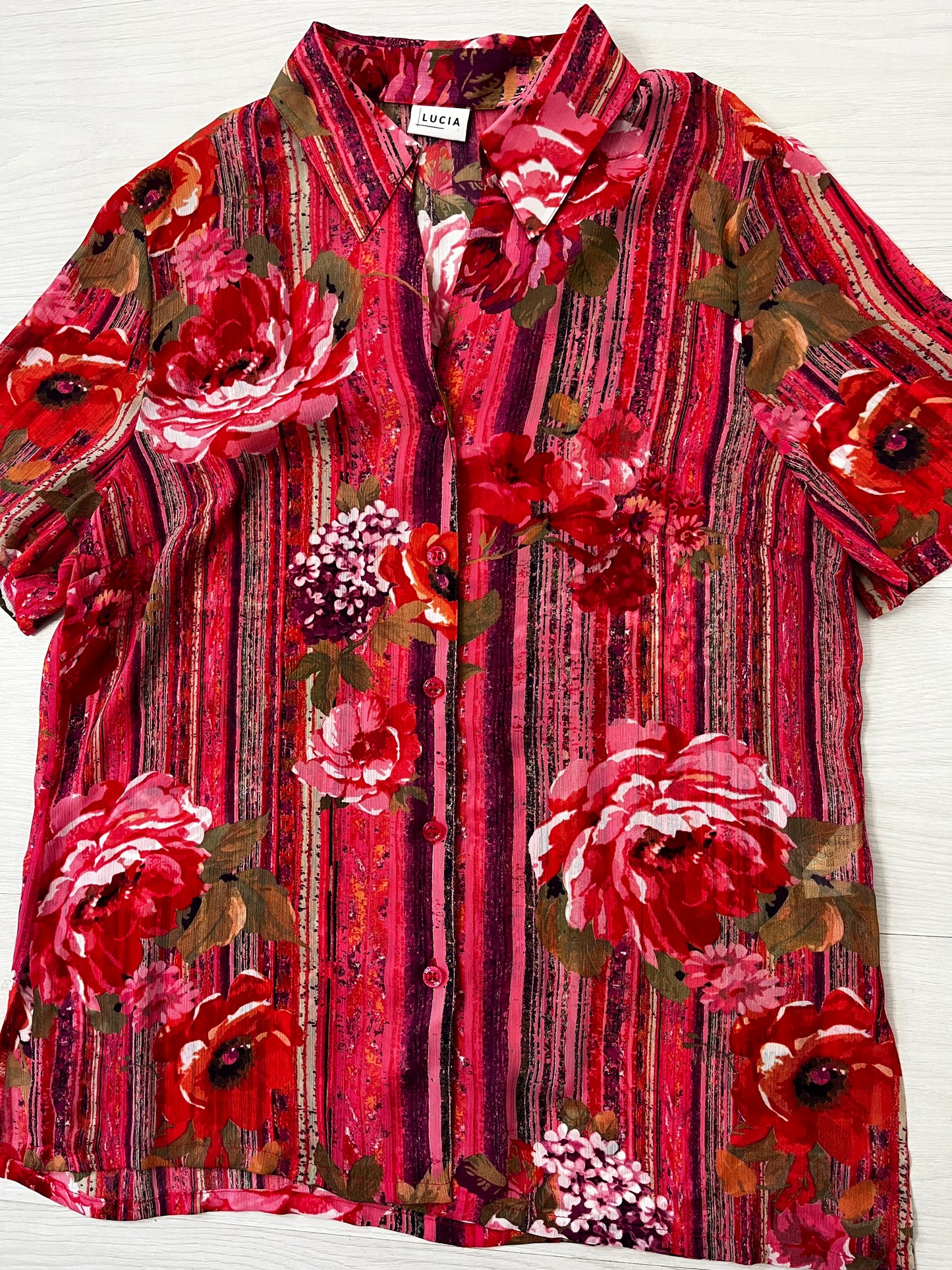 Semi Sheer Pink Floral Vintage Spring Blouse