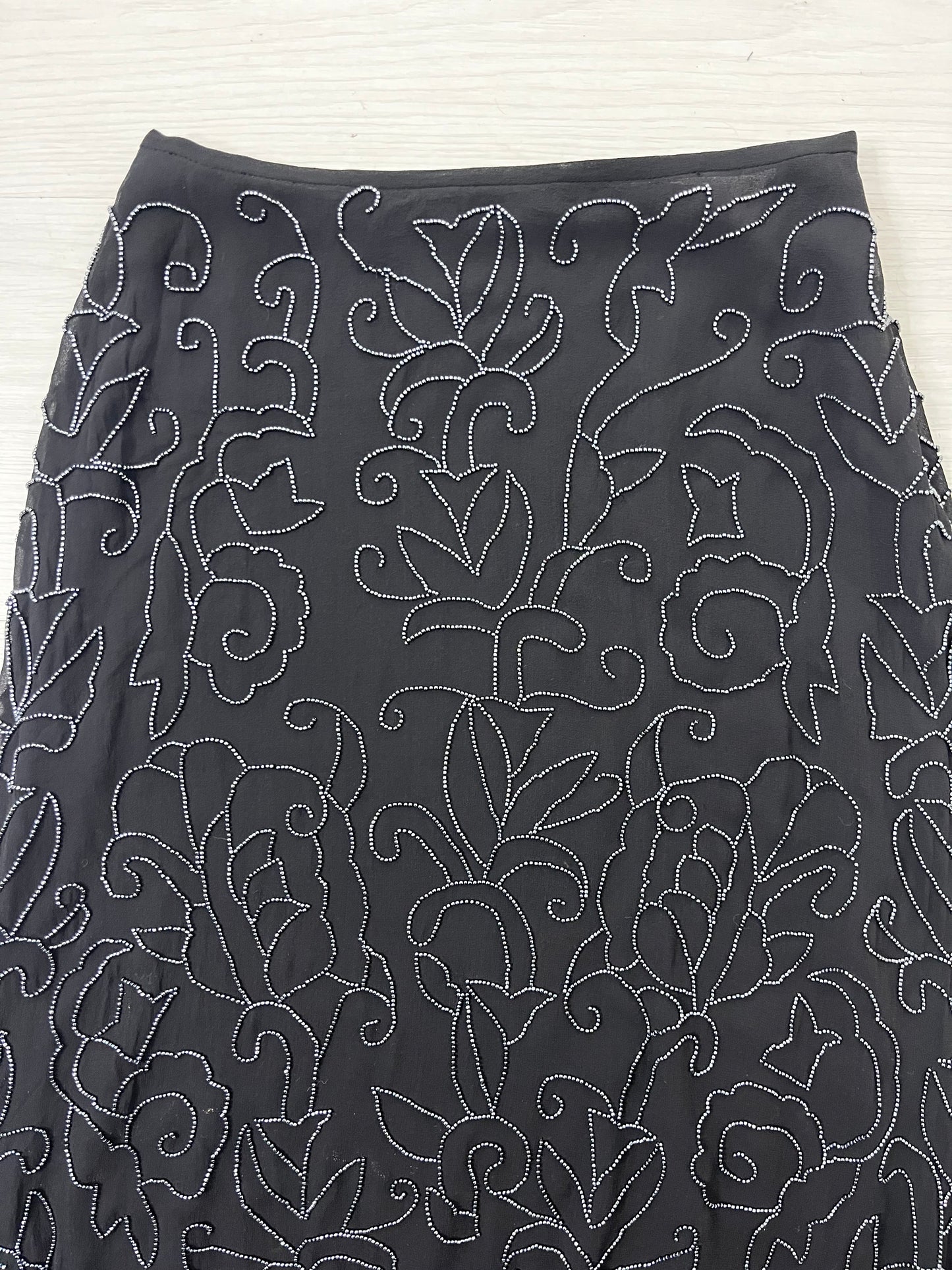100% Silk Black Beaded Vintage Skirt