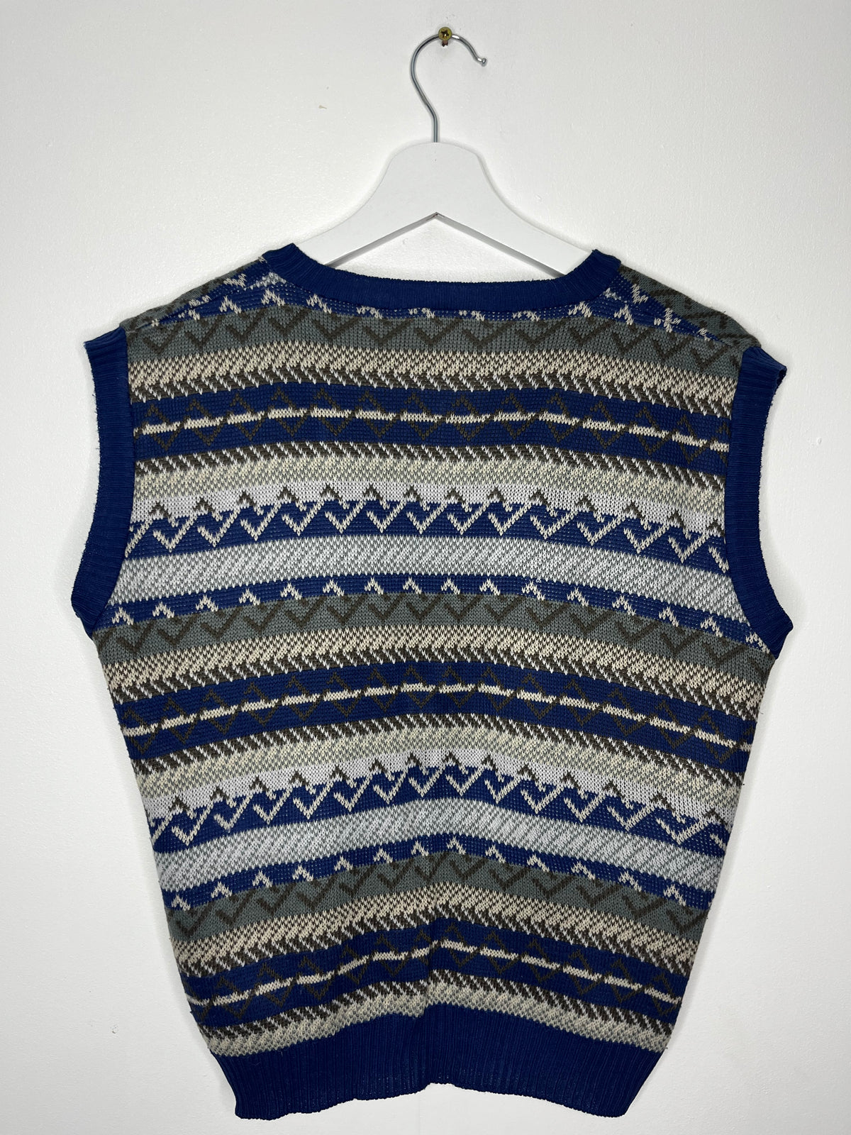 Blue Patterned Vintage Sweater Vest