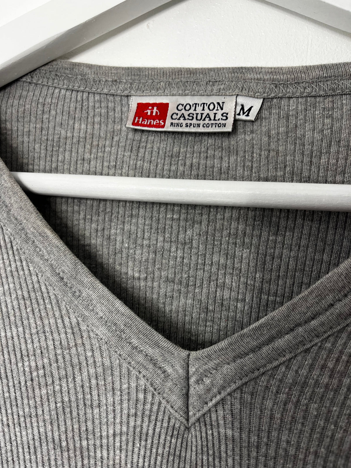 Grey Ribbed Cotton Casual Top