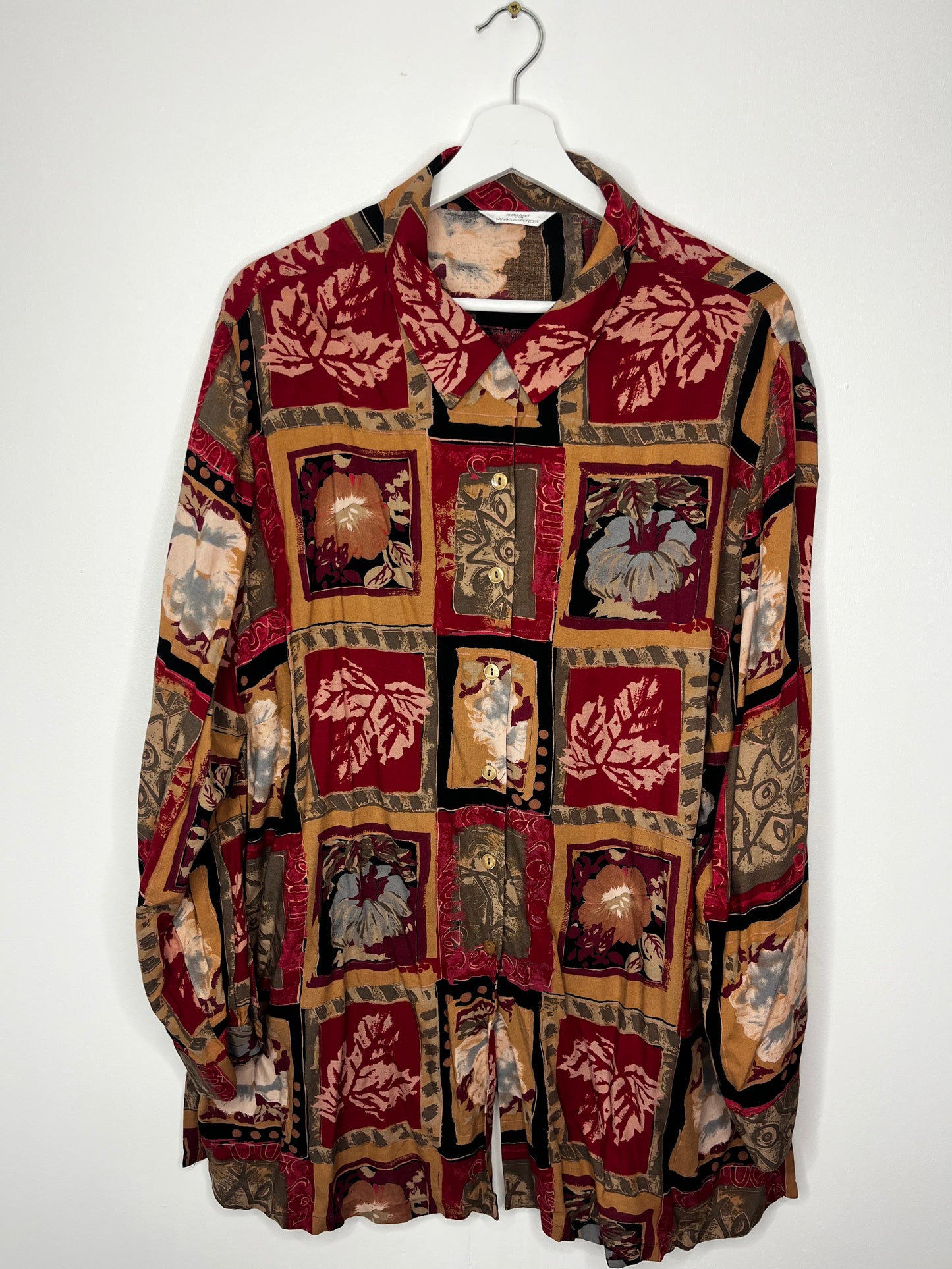 Long Sleeve Oversized Leaf Detail Shirt