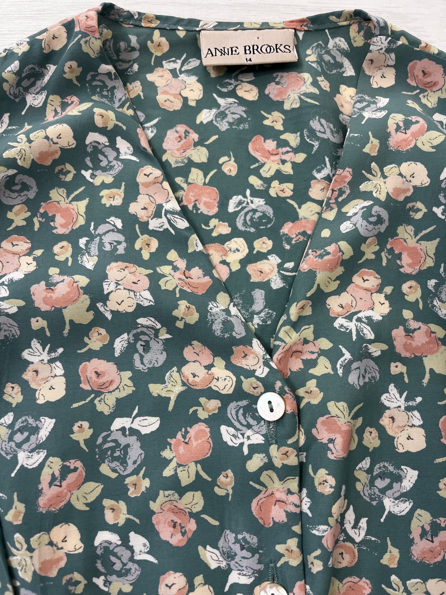 1990s Button Down Pastel Floral Spring Dress