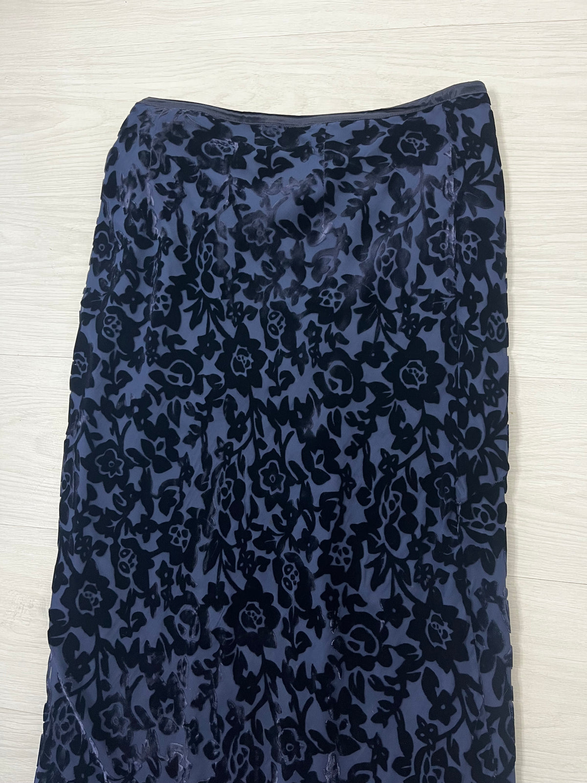 Part Silk Vintage Monsoon Navy Maxi Skirt