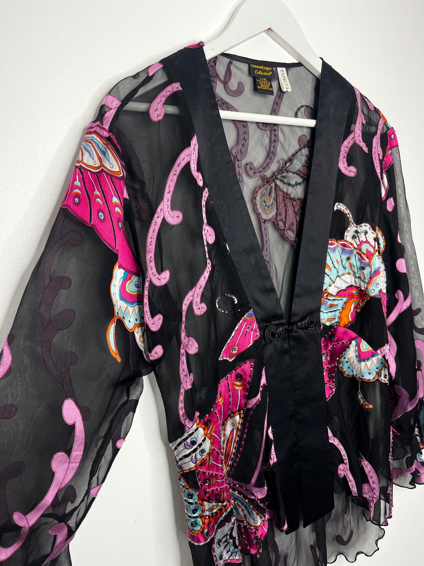 Semi Sheer Part Silk Butterfly Fairycore Blouse