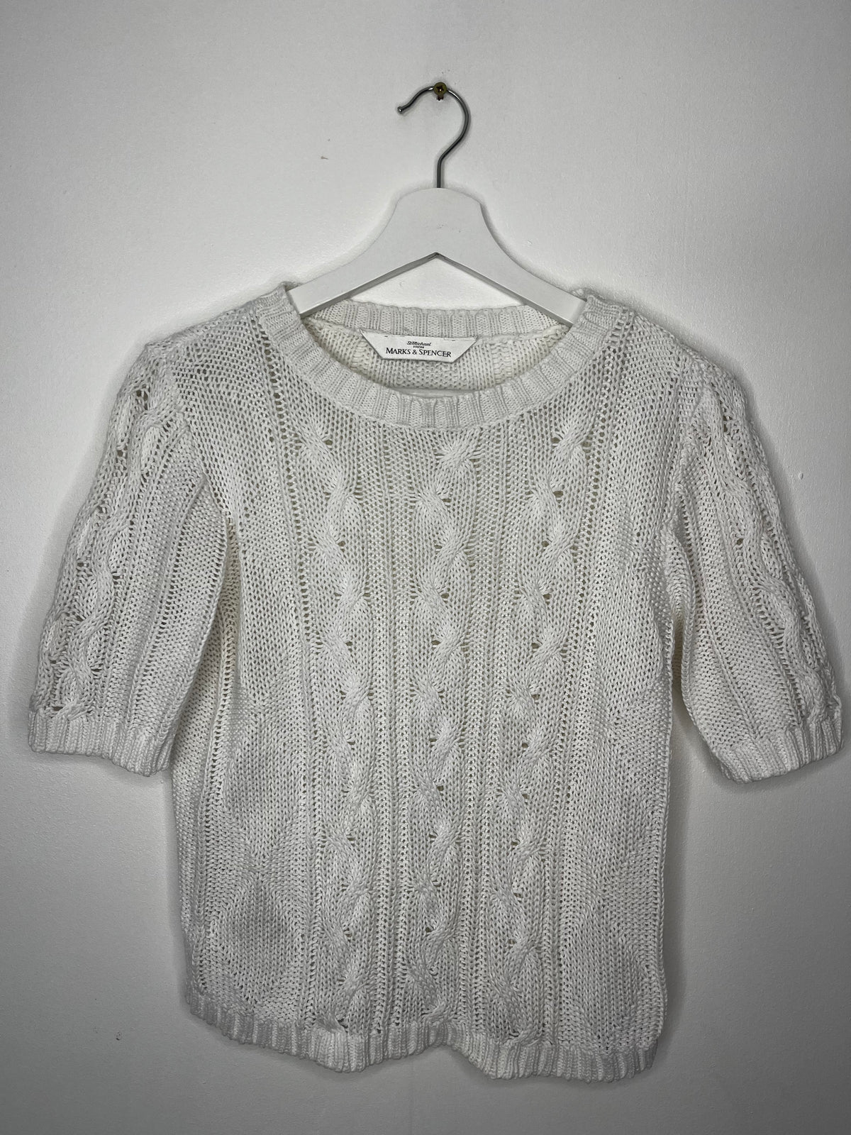White Vintage Cotton Blend Light Jumper