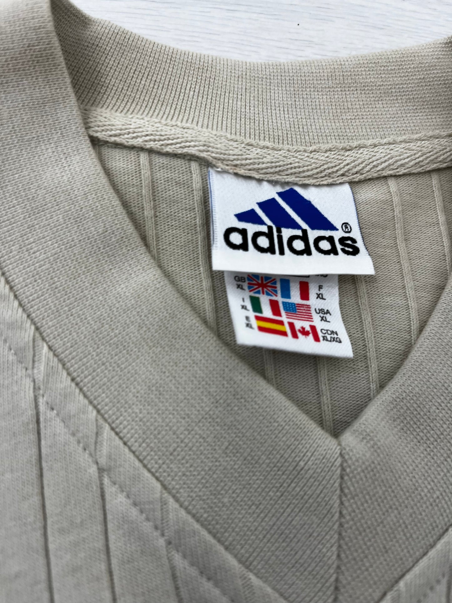 True Vintage Cream Ribbed Adidas Top Mens XL