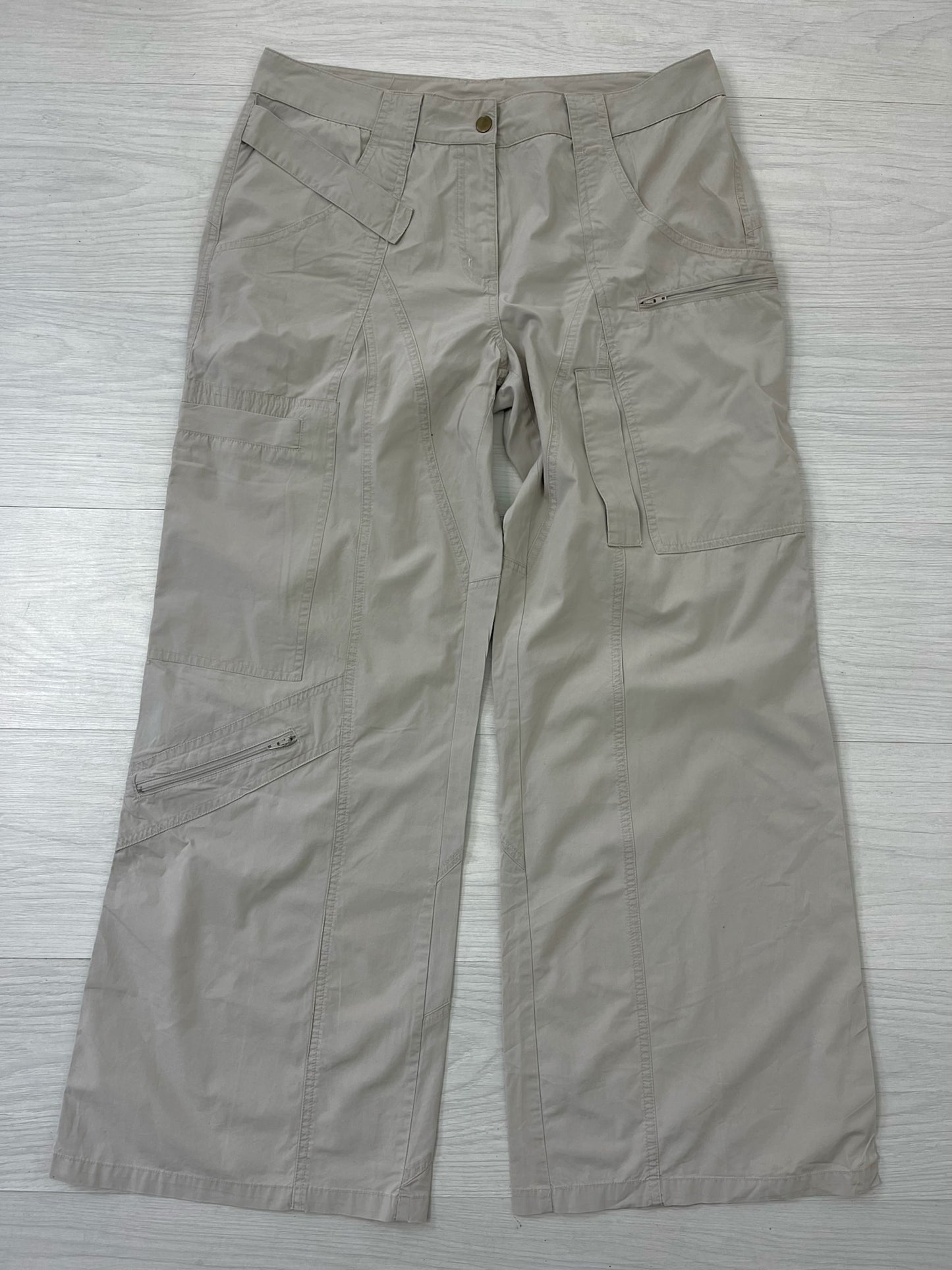 Y2k Cream Relaxed Cargo Pants Trousers