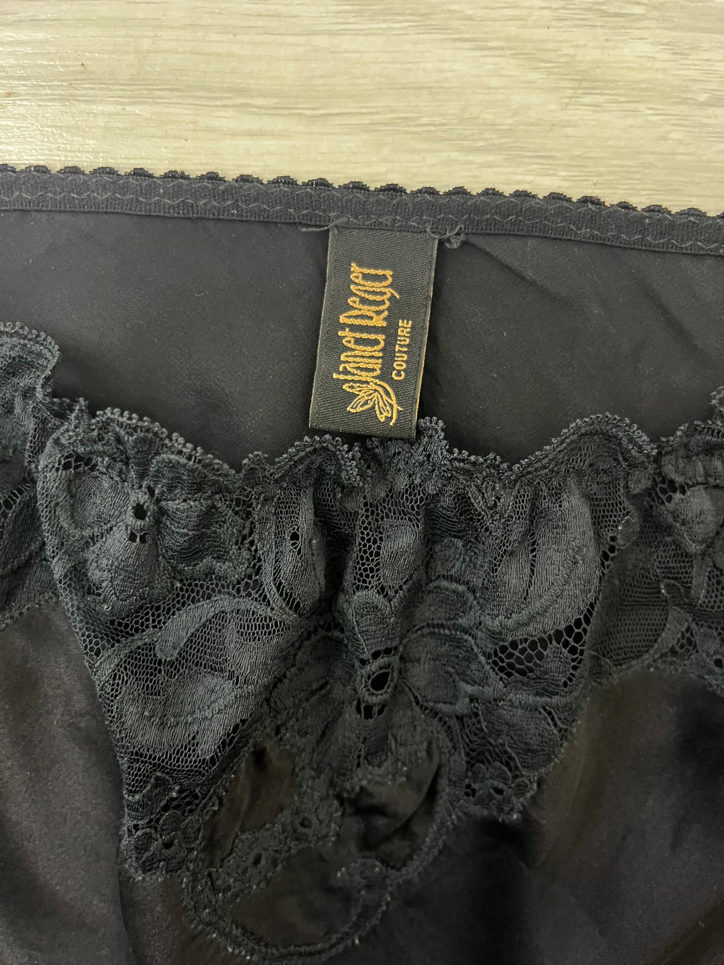 True Vintage Janet Reger Couture 100% Silk Half Slip Lace Trim Black Skirt