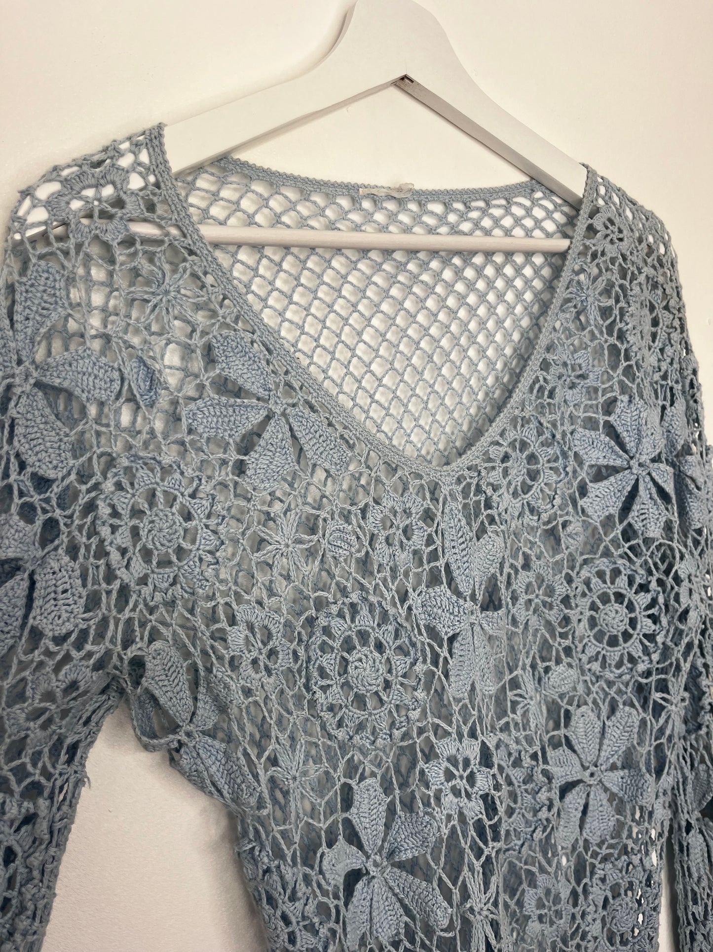 Baby Blue Vintage Crochet Dress Cover Up