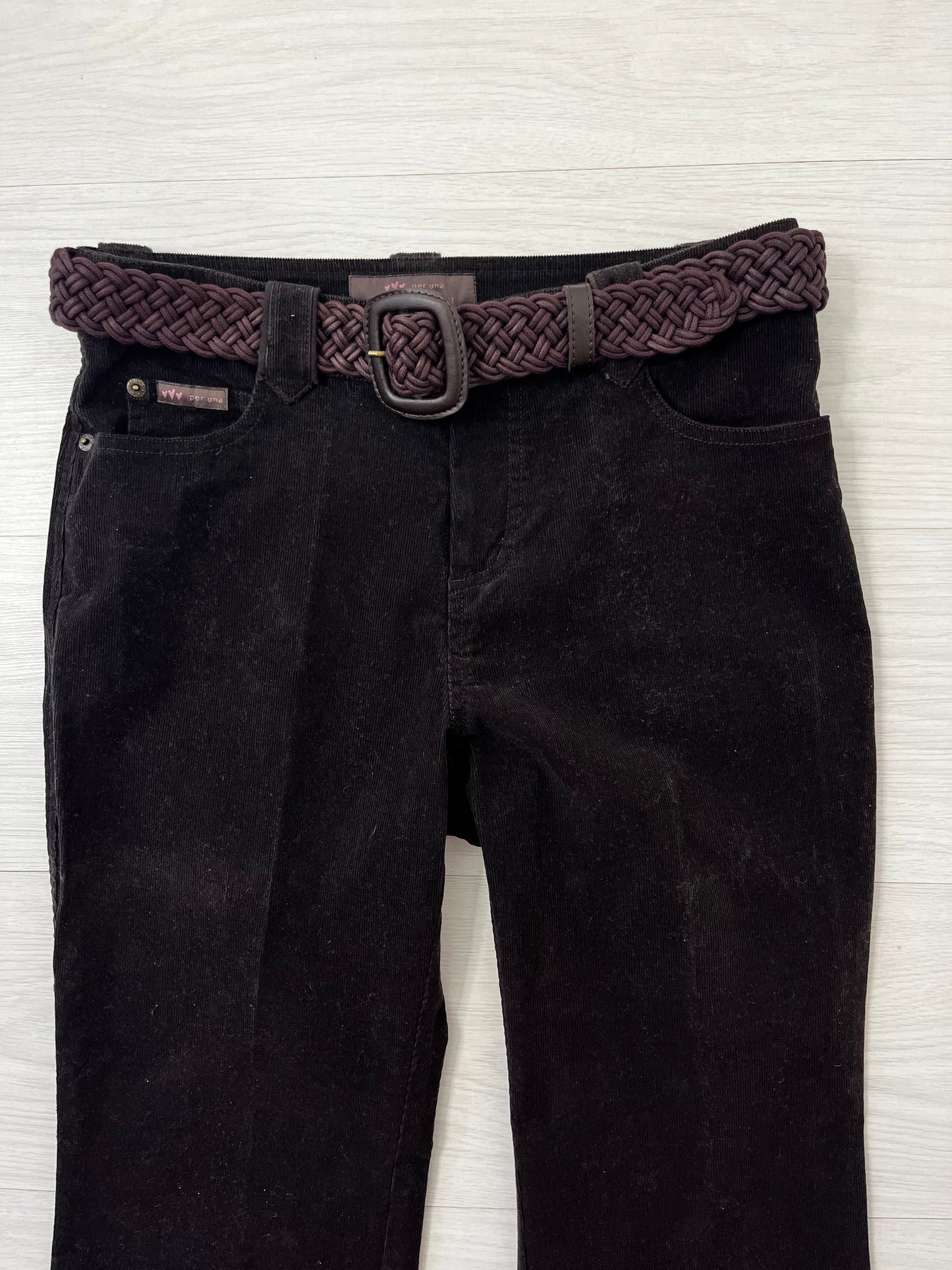 Y2k Per una Brown Cord Belted Trousers