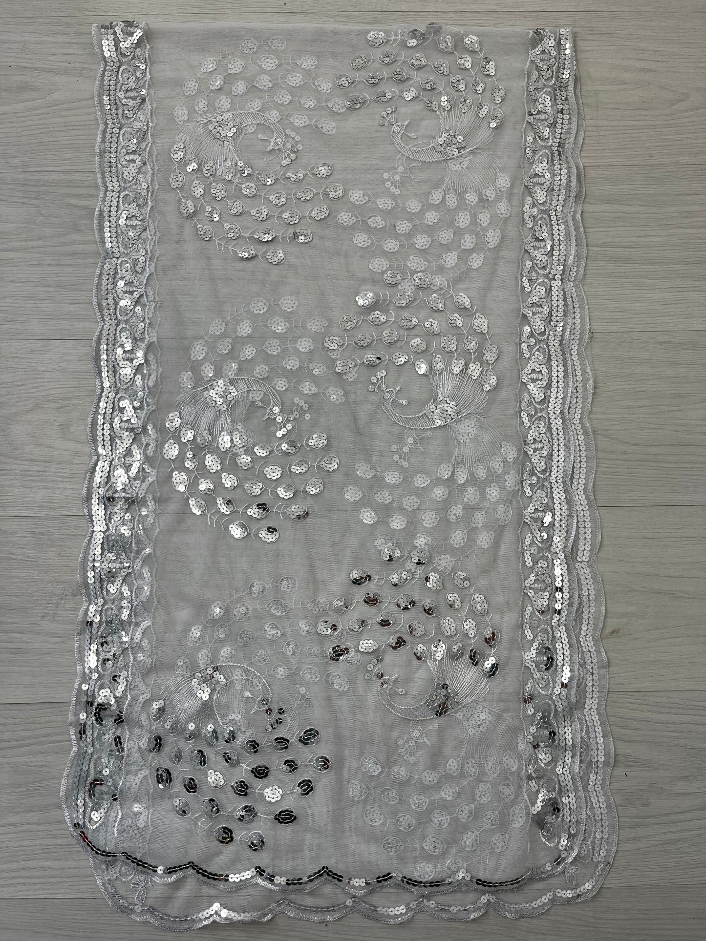 White semi sheer peacock vintage Sarrong cover up