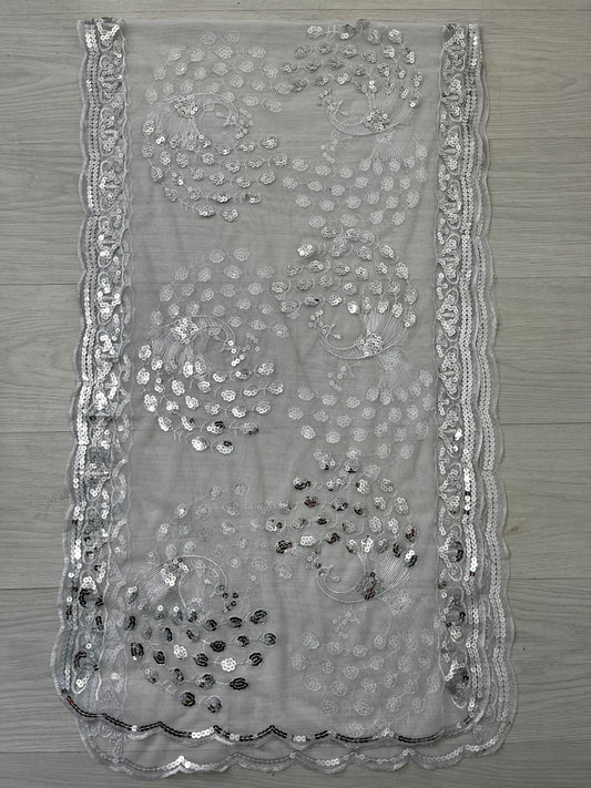 White semi sheer peacock vintage Sarrong cover up