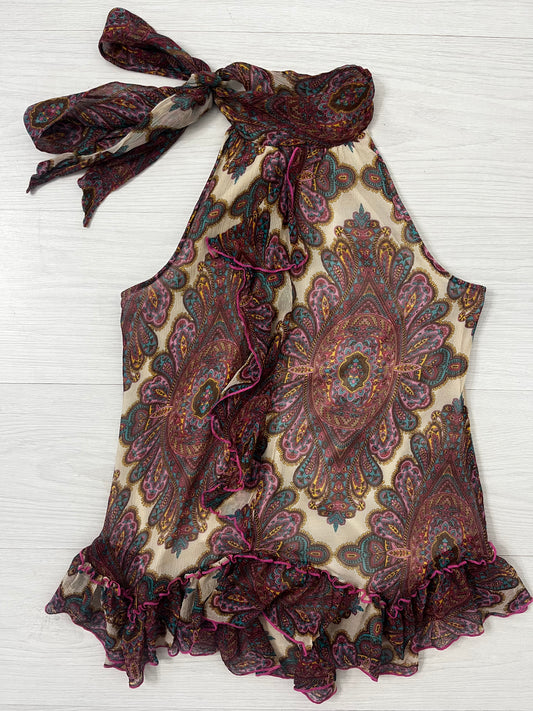 Pure Silk y2k Fairycore Paisley HalterNeck Blouse