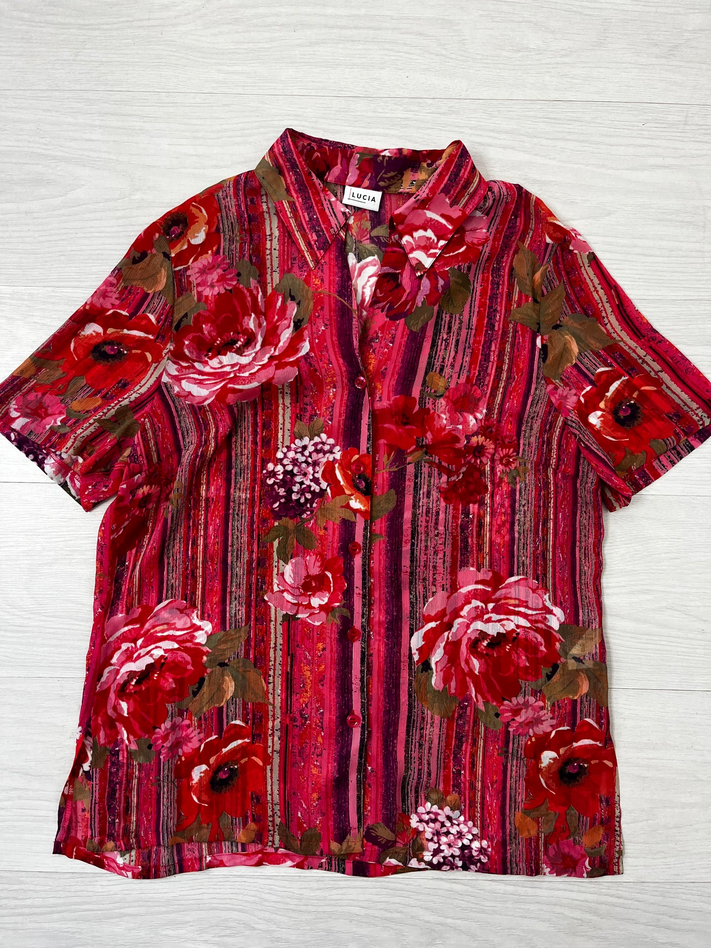 Semi Sheer Pink Floral Vintage Spring Blouse