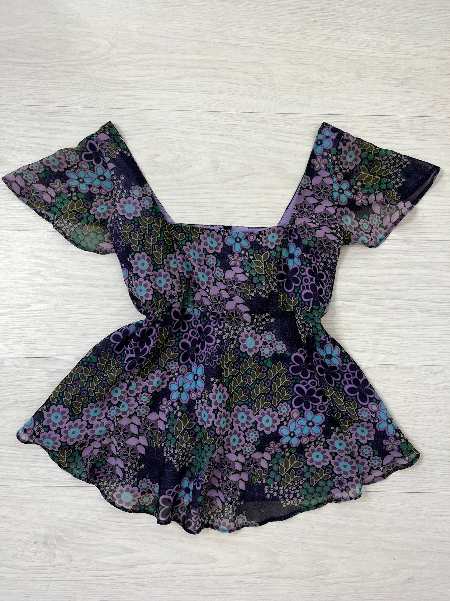 Purple Y2K Floral Fairycore Blouse