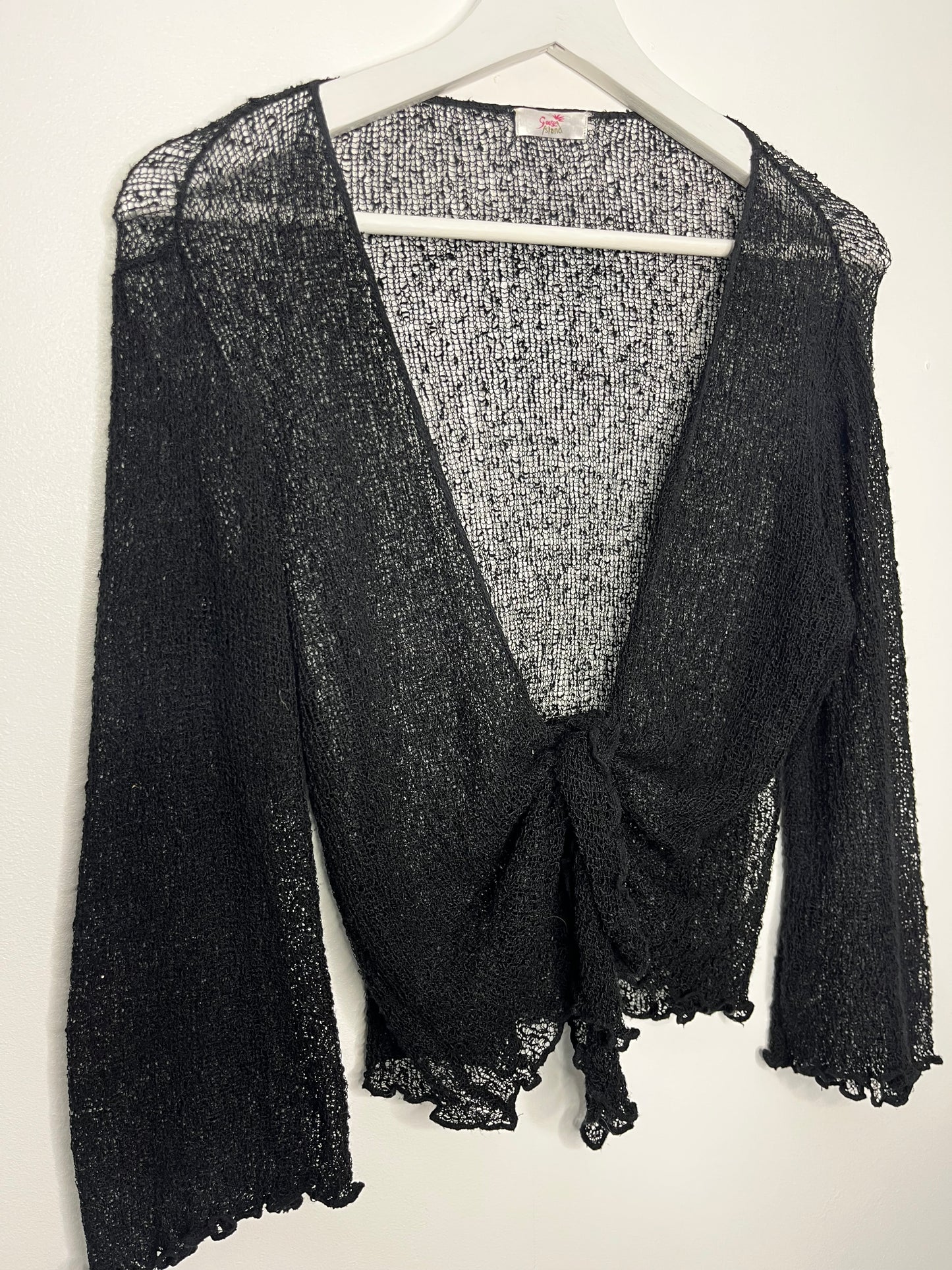 Black Crochet Tie Vintage Cardigan