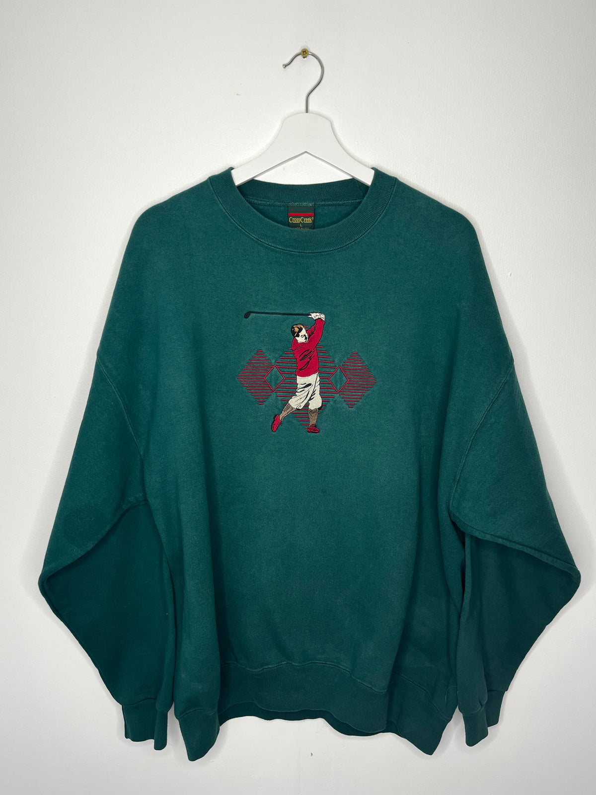 True Vintage Green Golf Print Crew Neck Jumper