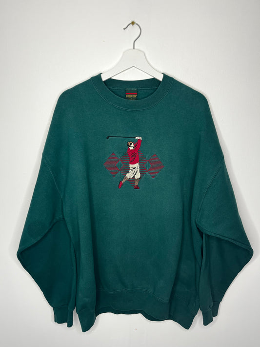 True Vintage Green Golf Print Crew Neck Jumper
