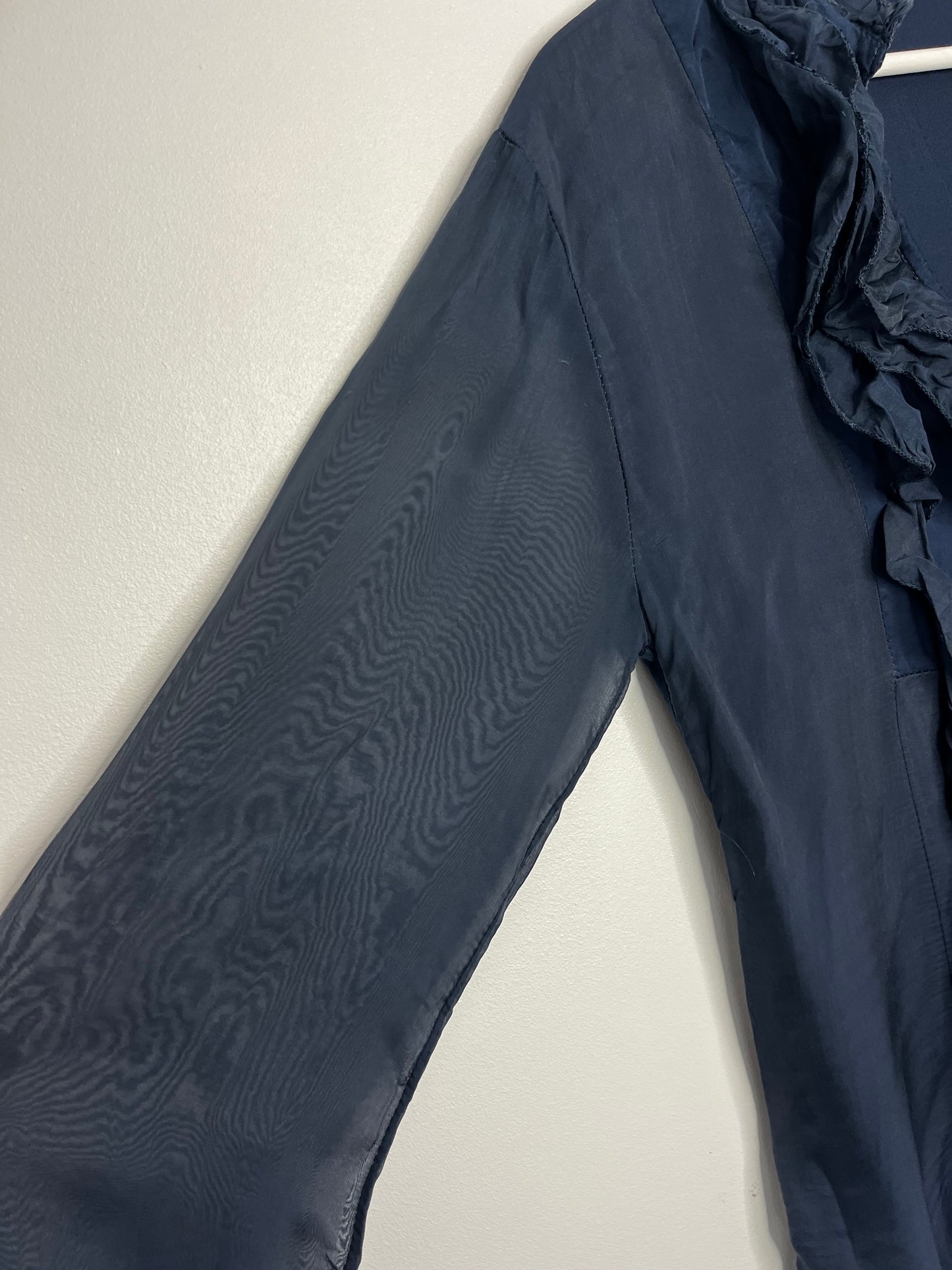 Navy Vintage Ruffle Blouse
