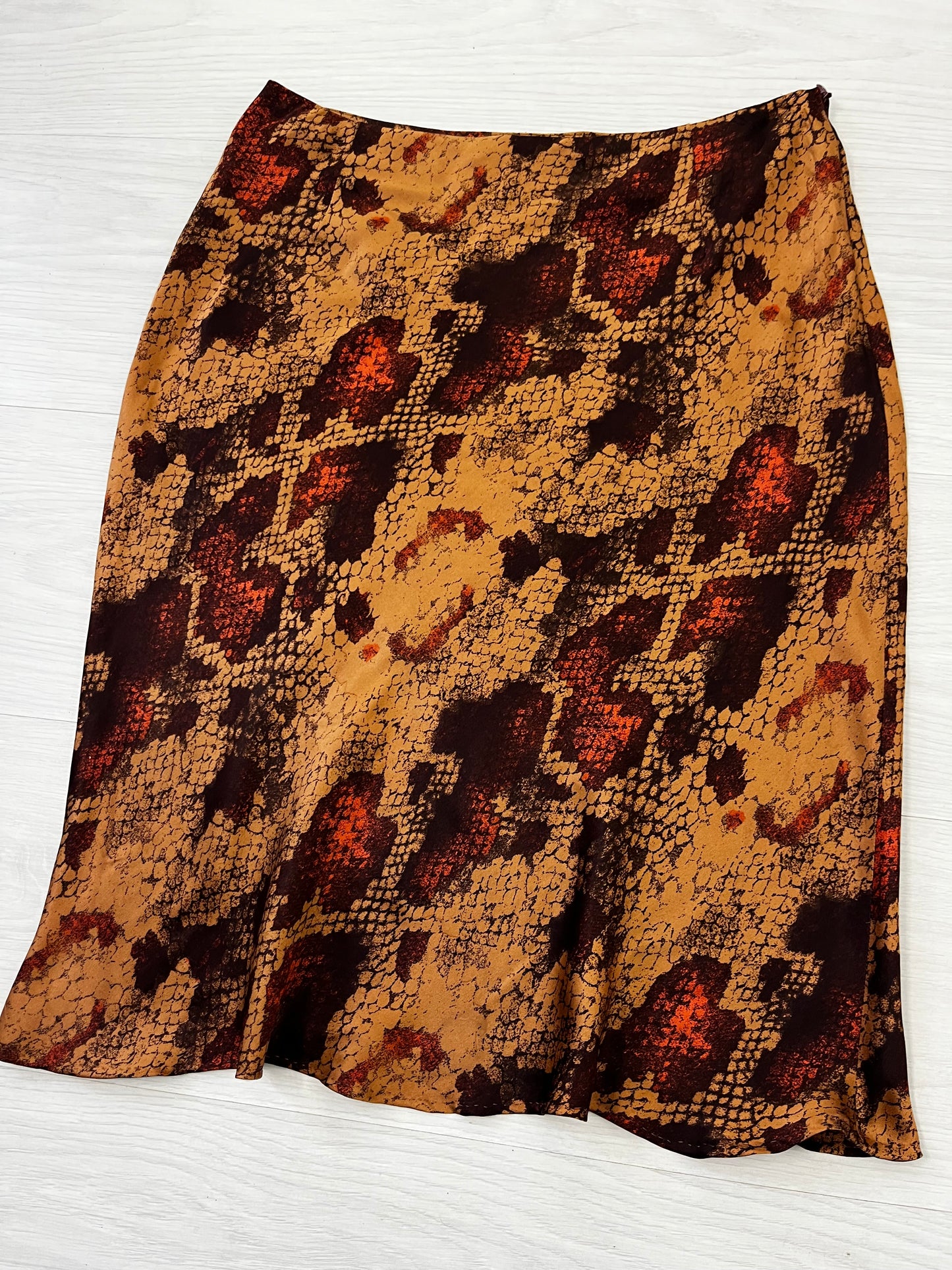 True Vintage Pure Silk Italian Animal Print Midi Skirt