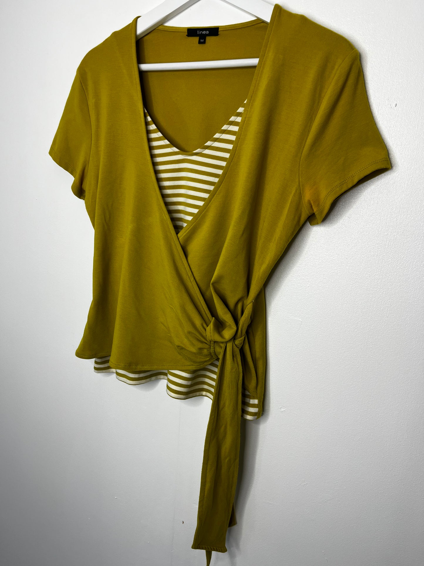 Y2k Lime Green Stripe Wrap Top