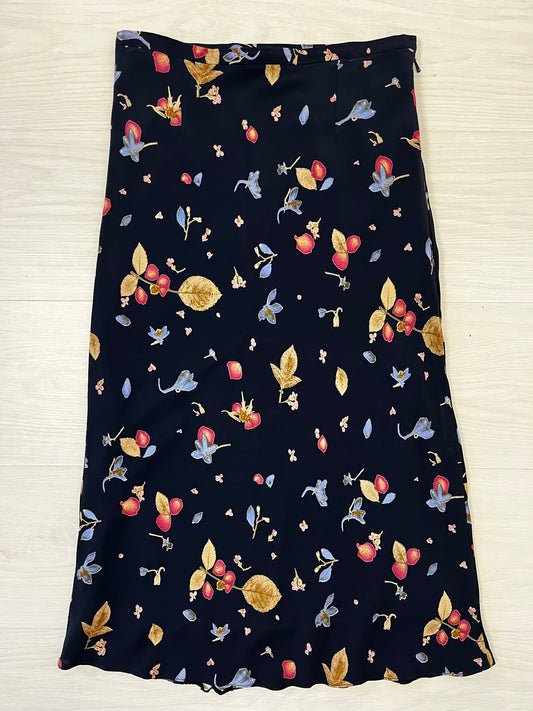 1990s Navy Floral Skirt