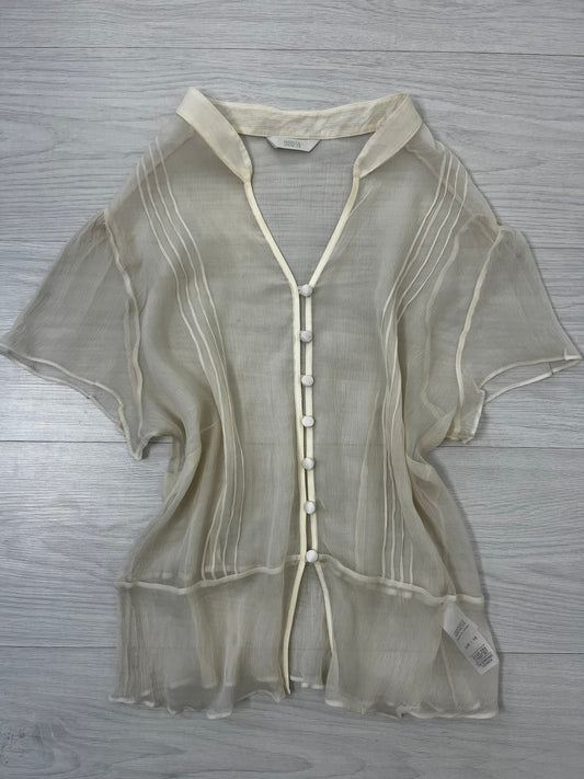 Cream Vintage 100% Silk Semi Sheer Fairycore Blouse