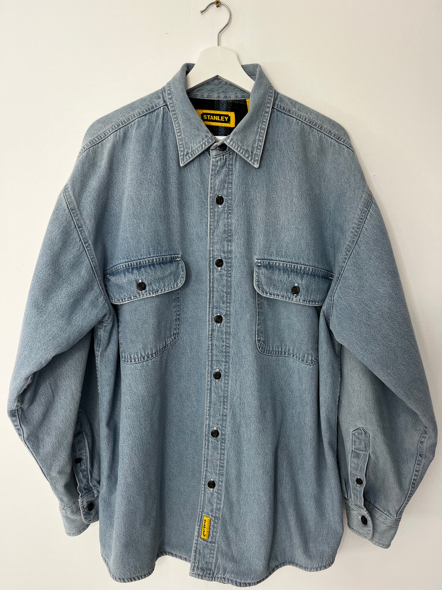 Fleece Checked Lining Vintage Denim Shirt Jacket