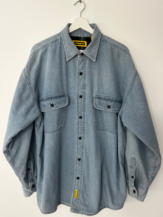 Fleece Checked Lining Vintage Denim Shirt Jacket